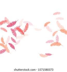 Carnival pink flamingo feathers vector background. Quill plumelet silhouettes illustration. Wildlife nature isolated plumage. Detailed majestic feather on white design.