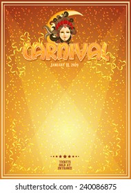 Carnival poster. Mardi Gras. Venice Carnival banner. Holiday template.