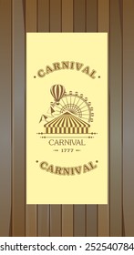 Carnival poster on a wooden background
