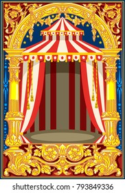 Carnival poster template. Circus vintage theme for kids birthday party invitation or post. Quality vector illustration.