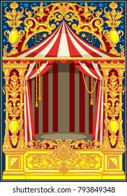 Carnival poster template. Circus vintage theme for kids birthday party invitation or post. Quality vector illustration.