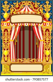 Carnival poster template. Circus vintage theme for kids birthday party invitation or post. Quality vector illustration.