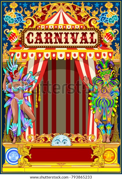 Carnival Poster Template Circus Vintage Theme Royalty Free