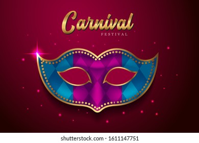 Carnival Poster Template. Mardi Gras Mask. Vector illustration