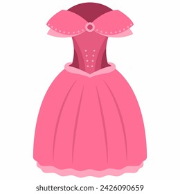 Carnival princess costume vector cartoon illustration isolated on a white background.