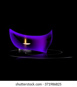 carnival purple half mask with burning candle