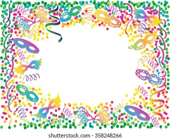 Carnival rainbow colors frame vector.