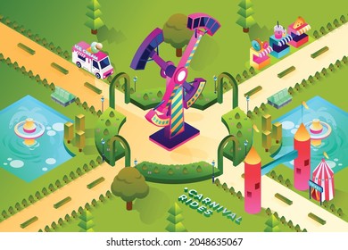 Carnival Rides - Isometric Illustration