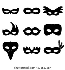 carnival rio black masks simple icons set eps10