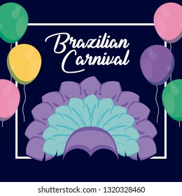 carnival rio janeiro card with feathers hat