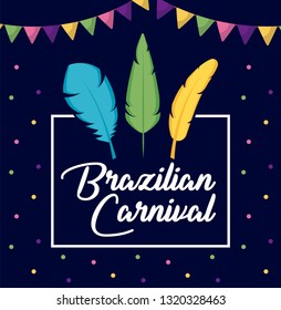 carnival rio janeiro card with feathers
