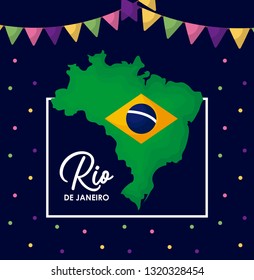 carnival rio janeiro card with map