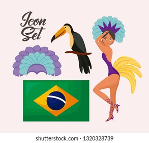 carnival rio janeiro set icons