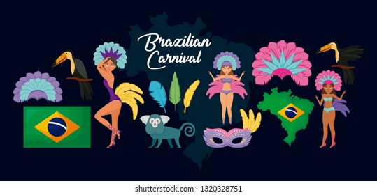 carnival rio janeiro set icons