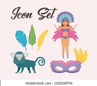 carnival rio janeiro set icons