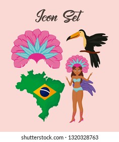 carnival rio janeiro set icons