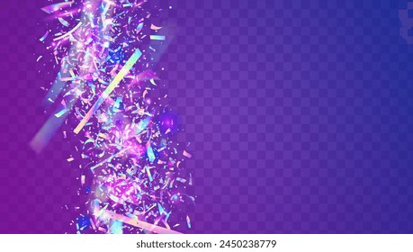 Carnival Serpentine. 3d Concept. Purple Laser Sparkle. Carnaval Effect. Cristal Design. Neon Background. Falling Dust. Glare Birthday Illustration. Pink Carnival Serpentine