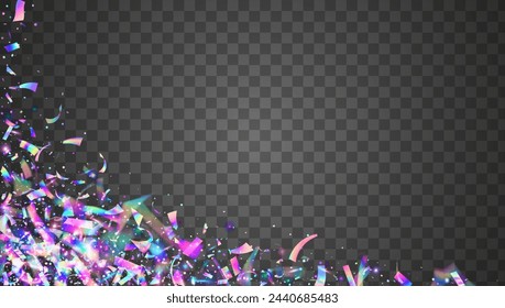 Carnival Serpentine. Disco Texture. Unicorn Sparkle. Pink Glare Tinsel. Modern Poster. Laser Isolated Explosion. Iridescent Confetti. Cristal Banner. Blue Carnival Serpentine