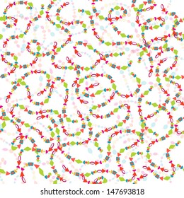 Carnival serpentine, Happy Birthday confetti, party decoration, seamless background