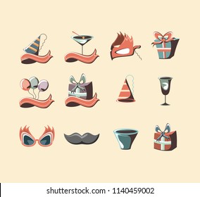 carnival set collection icons