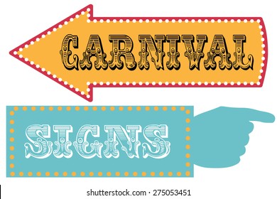 Carnival Sign Template Direction Signs With Arrow And Pointing Hand