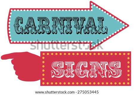 carnival sign template direction signs arrow stock vector royalty