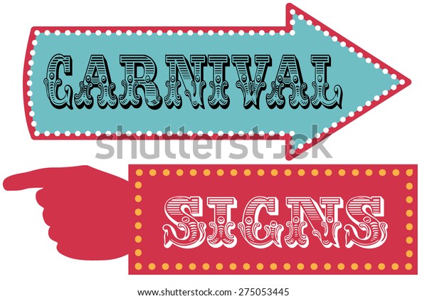 Carnival sign template direction signs with arrow\
and pointing hand