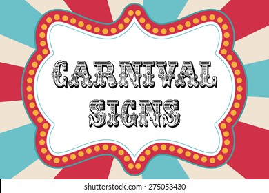 Carnival sign template with red and blue