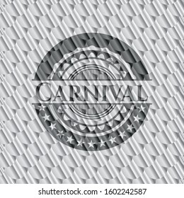 Carnival silver color badge. Scales pattern. Vector Illustration. Detailed.