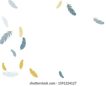 Carnival silver gold feathers vector background. Plumage glamour fashion shower decor. Decoration confetti of carnival plumelet. Flying feather elements airy vector design.