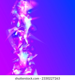El Carnaval se esparce. Plantilla resumen disco. Fondo Glitch. Textura ligera. Violet Metal Confetti. Pancarta brillante. Arte de lujo. Espumas de carnaval azul