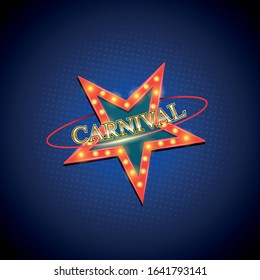 Carnival star retro vector illustration realistic symbol 3D style for carnival poster advertising.