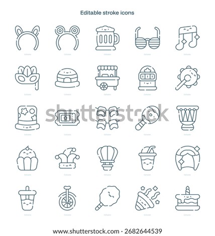 Carnival stroke icon. Carnival line icon set. editable stroke icon pack
