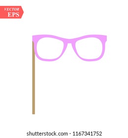 Carnival Sunglasses icon in flat style. For web, print, creative design. Vector illustration. Isolated on white background