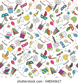 Carnival symbol - seamless pattern in a linear style. flat vector illustration. easy to use
