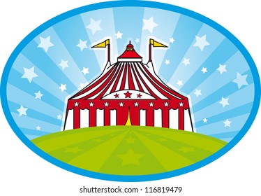 carnival tent. A big top with stars in the sky