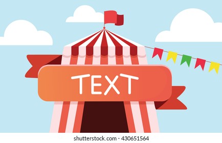 Carnival tent. Ribbon for text