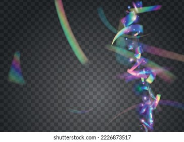 Karnevalsttextur. Transparenter Blick. Fallende Falten. Einhornfolie. Party Festival Serpentine. Luxus Kunst. Metallflare. Blauer Retro Glitter. Violett-Karneval-Textur