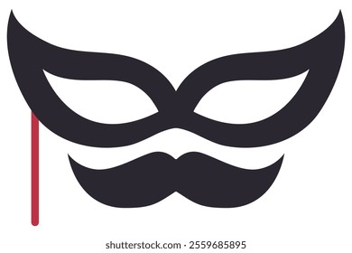 Carnival theatrical mask flat icon isolated on white background.
