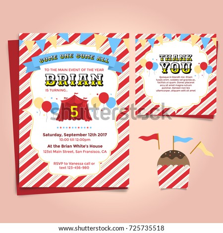 carnival theme birthday party invitation stock vector royalty free