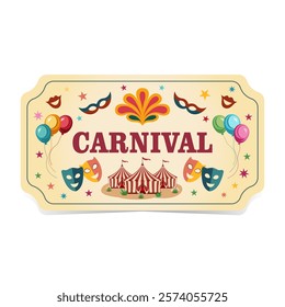 Carnival ticket on a white background. Vector image.