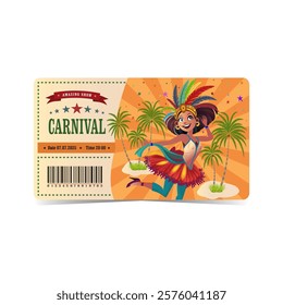 Carnival ticket on a white background. Vector image.