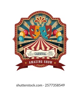 Carnival ticket on a white background. Vector image.