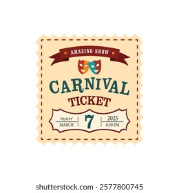 Carnival ticket on a white background. Vector image.