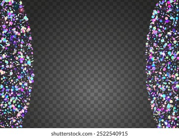 Tinsel de Carnaval. Festa Serpentina. Fundo holográfico. Design moderno. Fundo abstrato 3d. Padrão de brilho. Cristal Poeira. Efeito Disco Roxo. Tinsel Carnaval Rosa