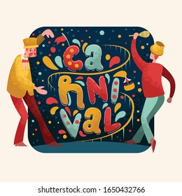 Carnival Typography Background With Character