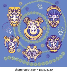 Carnival unusual exotic masks on a background  