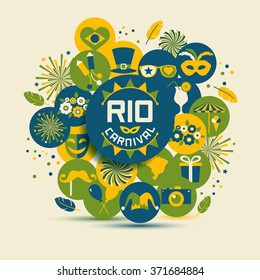 Carnival vector illustration. Rio carnival icons set.