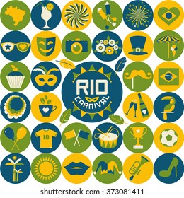 Carnival vector illustration. Rio carnival icons set.