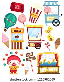 a carnival vector set with many carnival items and object